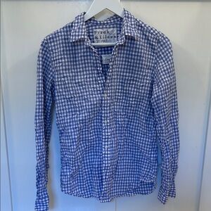 Frank & Eileen Barry Blue and White Crinkle Blouse, Medium